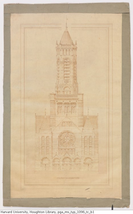 Richardson, H. H. (Henry Hobson), 1838-1886. Design of Trinity Church, Boston, 1872. MS Typ 1096 (TC