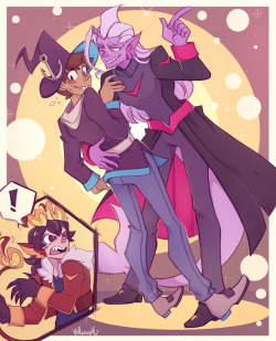 lunaartgallery:  Familiar Enemy takes place in a witch academy where young witches  are sorted with their familiars. Lance is suppose to be the next great  sea witch, but gets sorted with Keith (a flame demon) instead of a traditional siren. They both