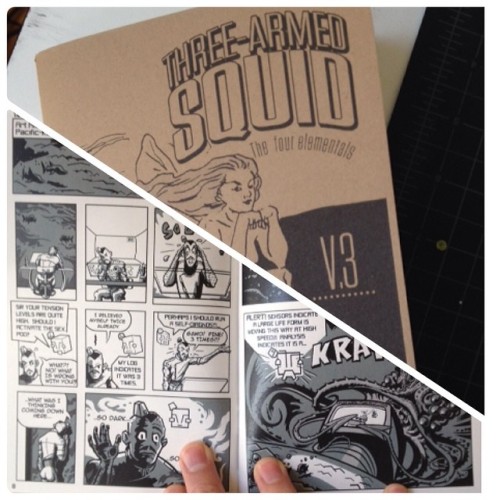 If you’re at #MOCCAFEST today checkout my 4 page comic in #3armedsquid ’s fun new #zine 