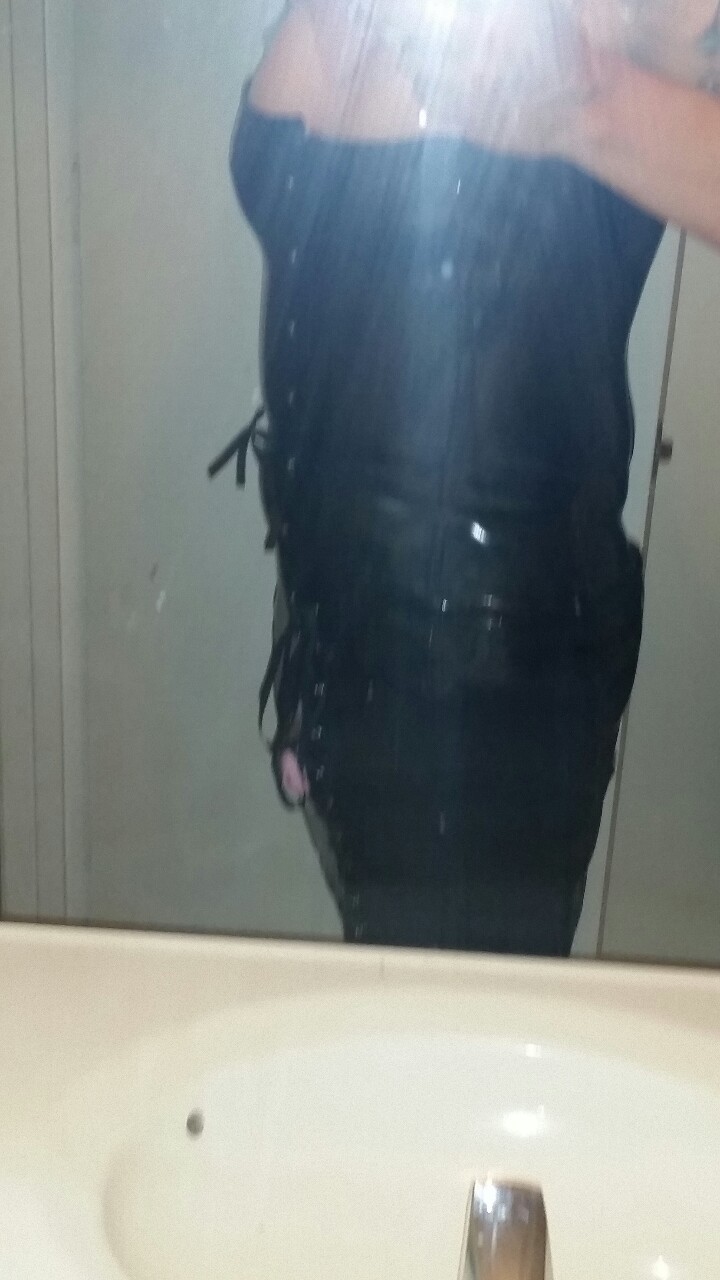 My new c cup breast forms an body corset . Also still In my sissy pink chastity.