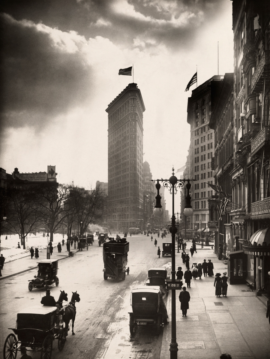 natgeofound:  Locals walk the streets of Madison Square near the Flatiron Building