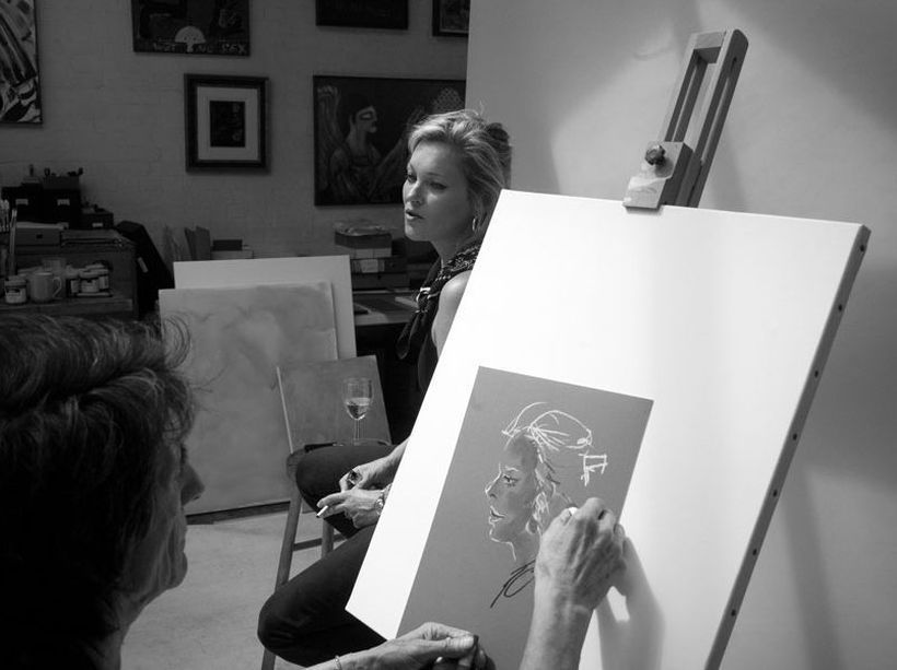 kate-jam-and-diamonds:  Ronnie Wood paints Kate’s portrait for Humanity magazine