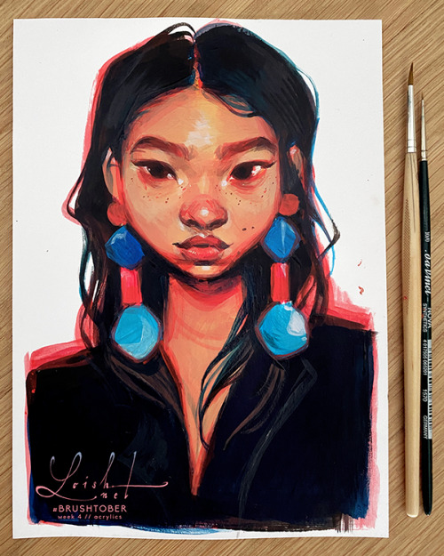 loish:Third time trying acrylics for #brushtober, and this time I focused on skintones! Fighting the