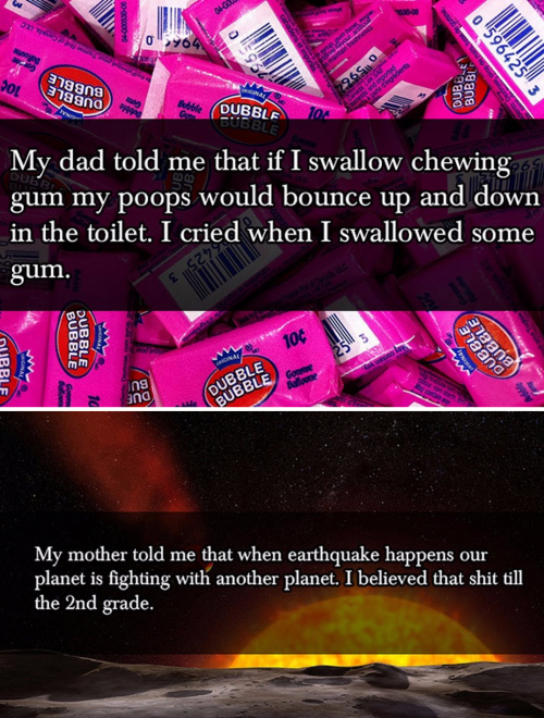 themysterydude:  tastefullyoffensive:  Lies Parents Tell Their Kids (photos via imgur)Previously: Mind-Blowing Shower Thoughts  I’m trying ALL of these when I have kids 