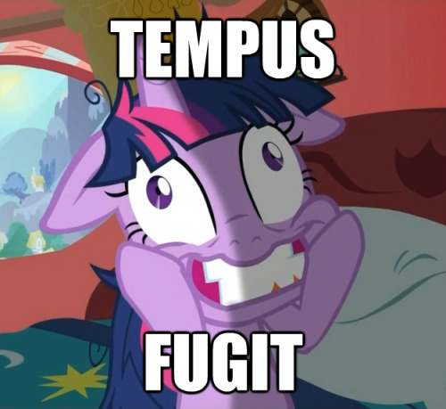 TempusFugitClockIs ticking(Literally, “time flees.”)