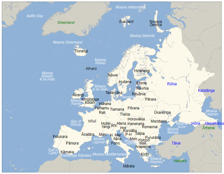 Map Of Europe In Maori