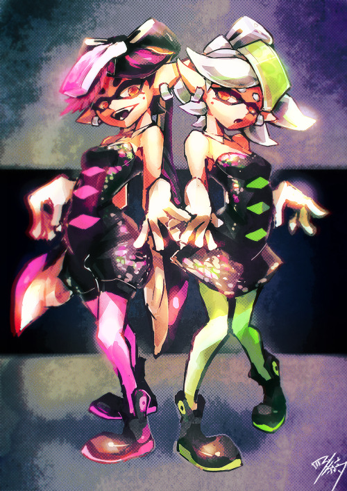 akunohomu:  Squid Sisters by Mz.縞  <3 <3 <3