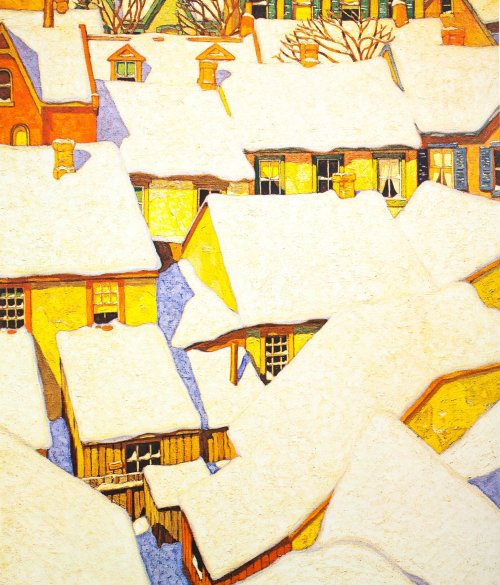 poboh:Roof Tops, 1991, Alfred Joseph Casson. Canadian (1898 - 1992)  - Serigraph in Color -