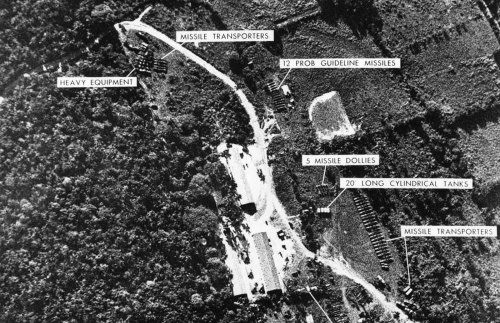 Aerial photos of a medium-range ballisticmissile base in San Cristóbal (Cuba, October1962).These pho