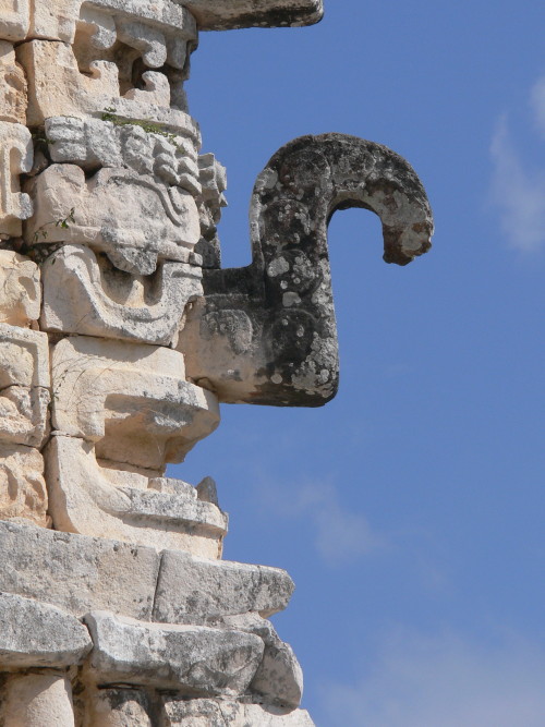 Chac (Mayan rain deity) as shown on the Eastern palace from the mayan archaeological site of Uxmal, 