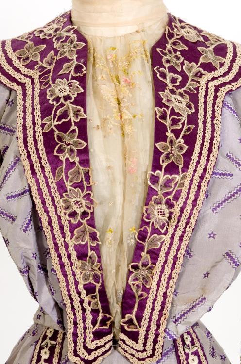 Floral Trimmed Catalan Pattern Dress, ca. 1900-09via CDMT