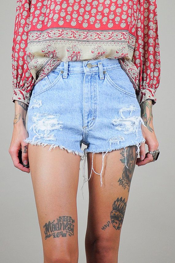 High waisted cut off jean shorts