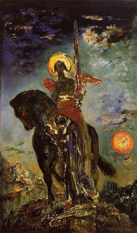 gustave-moreau:The park and the angel of death, 1890, Gustave MoreauMedium: oil,canvas