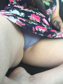 jigglybeanphalange:  My pussy got hungry during the long card ride and decided to eat my panties. Hello camel toe! 