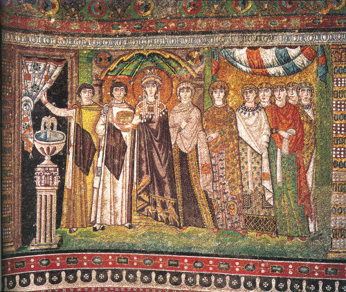 artofthedarkages: “Theodora Mosaic” A mosaic of the Byzantine empress Theodora surrounde