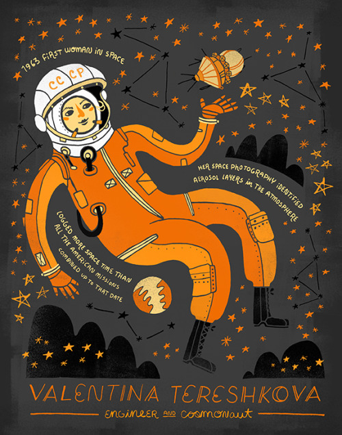 thatsthat24:  Gorgeous drawings representing Women and their accomplishments in Science, by Rachel Ignotofksy - a fantastic illustrator and graphic designer. Etsy shop where she sells her prints here! 