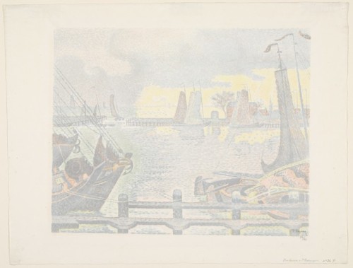 artist-signac:Boats at Flessingue, Paul Signac, 1895, MoMA: Drawings and PrintsGift of Abby Aldrich 