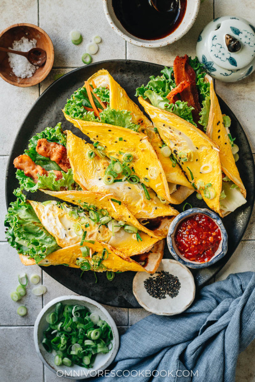 Ji Dan Bing (Chinese Breakfast Pancake, 鸡蛋饼)Chinese breakfast pancake is a thin flour pancake cooked