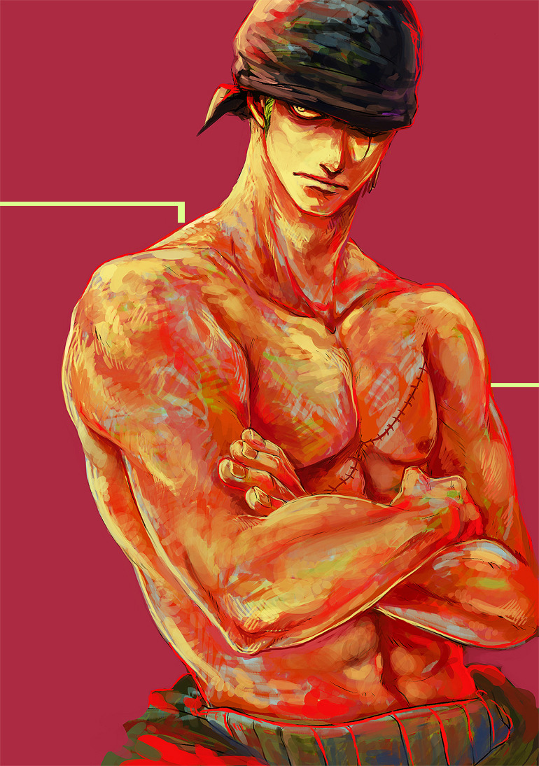 zorojuurou:  Zoro drawing by つよ 丸  beautiful Zoro needs an appreciation post