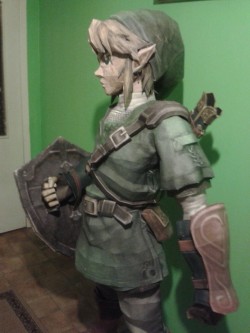 inssenssitiveasshole:  Dear internet, I present you life-sized model of Link made from paper, expansion foam, blood, sweat and buckets of tears.  It took me over 3 years, but at last, it is finished. He has a sword too, but it is too heavy to put in