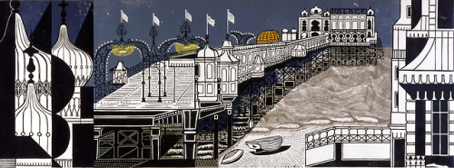 Brighton PierEdward Bawden (British; 1903–1989)1958Linocut on paperTrustees of the Cecil Higgins Art