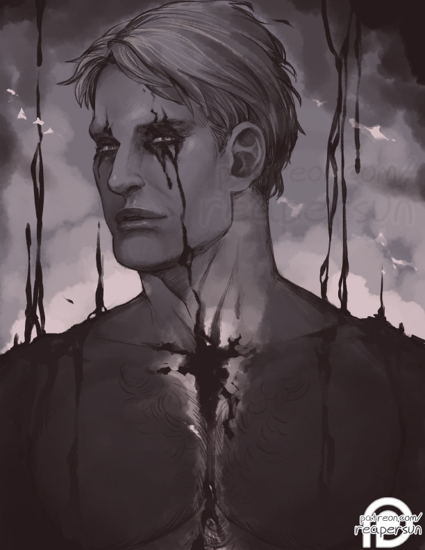 Last doodle for tonight~~ Mads in Death Stranding makes me wanna pop open my ribcage