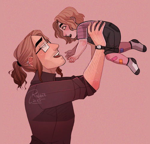 commission for my good friend @a-poetic-galaxyEric Delano and baby Gerry Delano &lt;3