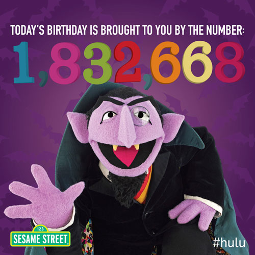 One. One happy birthday to Sesame Street’s Count von Count! Ha ha ha. Here are some of our favorite Count moments.