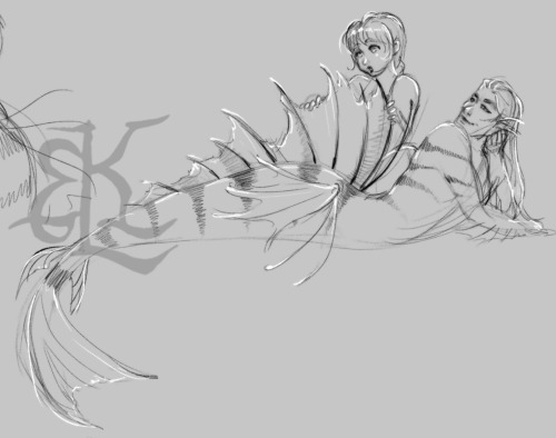 faerytale-wings - Merman and Girl sketch series all in one...