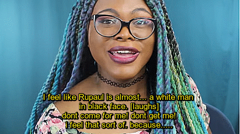 tuhmblr-logic:krispythinkings:orphanfight:purple-loser:lion-against-sjw:thesocialjusticecourier:facetransformations:breadmaakesyoufat:IS RUPAULS DRAG RACE RACIST?  by Kat BlaqueThis is ridiculous. RuPaul is a proud black man who raised himself up from