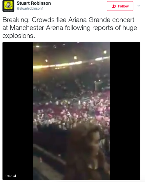 micdotcom:BREAKING: Panic erupts at Ariana Grande concert after a ‘loud bang’ reported at Manchester