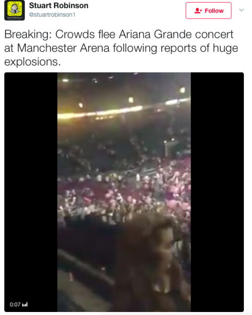 micdotcom: BREAKING: Panic erupts at Ariana Grande concert after a ‘loud bang’ reported at Mancheste