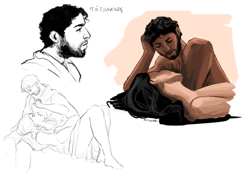 katadesmoi:achilles + patroklos sketchdump from the past couple of days bc we spent a few lectures i