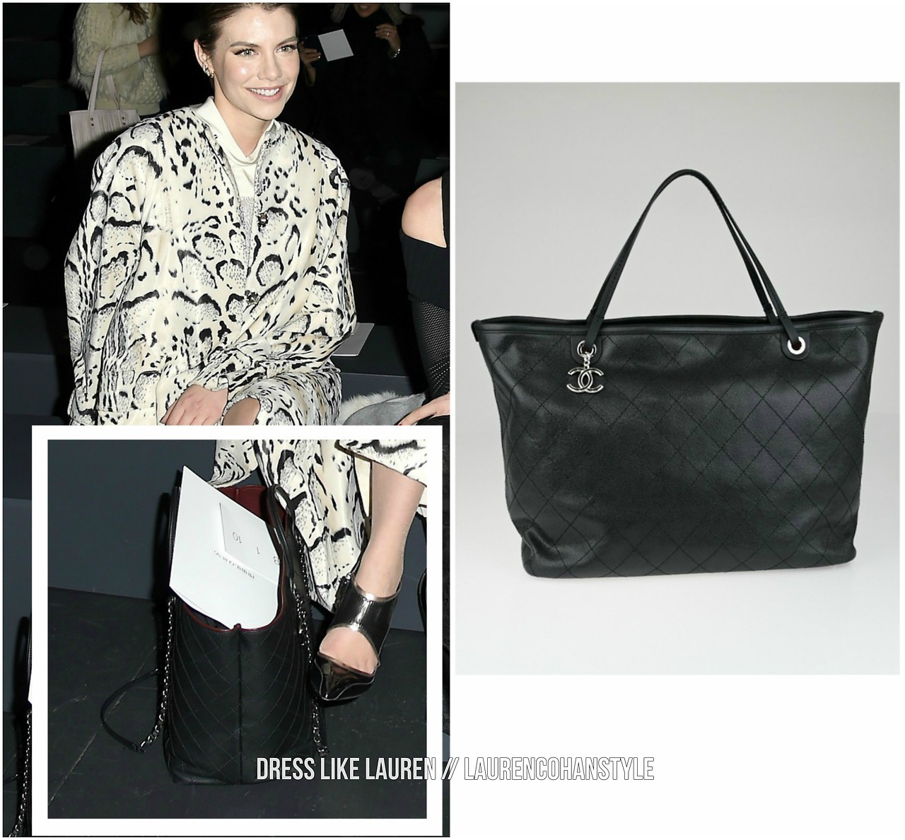 chanel black and white tote purse