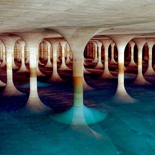 one of two underground reservoirs holding the drinking water for Munich rg @brutgroup — view o