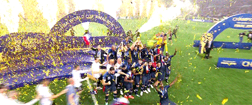 worldcupdaily:The French team celebrate after winning the 2018 FIFA World Cup.