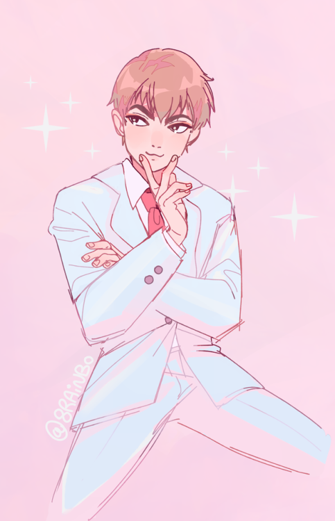 rrrainbo:More Reigen art but it’s unnecessarily pink and sparkly