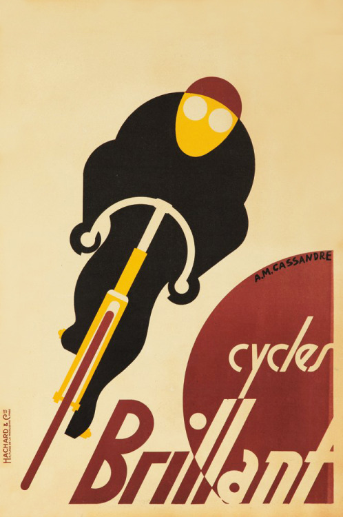 Adolphe Mouron Cassandre, poster for Brillant bicycles, 1925. France. via ridevintage.com