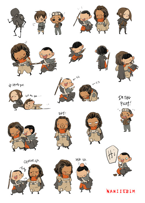 naniiebimworks:Rogue One CrewThese are out as a pack of 20 stickers.Also- Chirrut. YES! (sequel to C