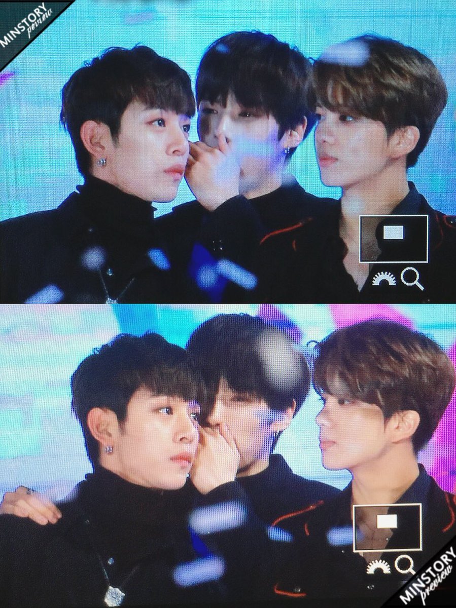 Daily Monsta X — Minhyuk talking to B.A.P's Daehyun and Youngjae