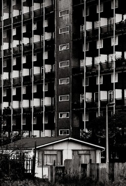 architectureofdoom:  palisadeofpleasure:  Freedom is Just Another Word - “Prefabs offered one kind of freedom and tower blocks offered another – but then the word didn’t mean anything anymore.”  London East End, John Claridge 