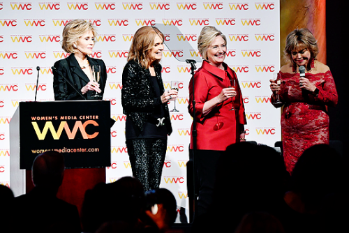 dontbesodroopy: Hillary Rodham Clinton accepts the WMC Wonder Woman Award at the Women’s Media Cente