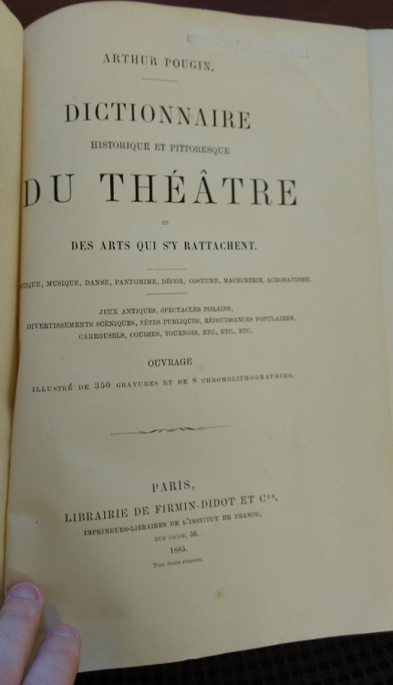 Happy Title Page Tuesday!(Pougin, A. (1885). Dictionnaire historique et pittoresque du théâtre et de