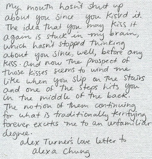 mayactually:I came across this again. Alex Turner to Alexa Chung