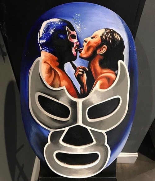 Preview for La Bulla art show on Saturday, May 6th. Blue Demon tribute. Courtesy of… @kmndz_ 