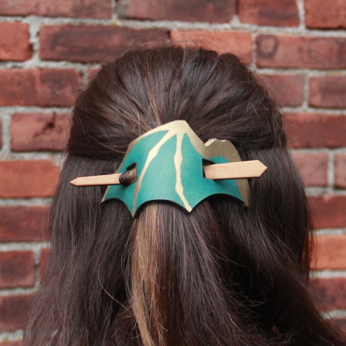 Oh Wow I Forgot To Post These. I Made Some New Leather Barrettes In The Shape Of Dragon Wings! Ive Been