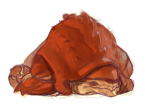 crowbara:  anoia:  what if krogans sleep in a lump. kroglump.  like their legs tuck under and their crest goes under their back shell.    PLEASE 