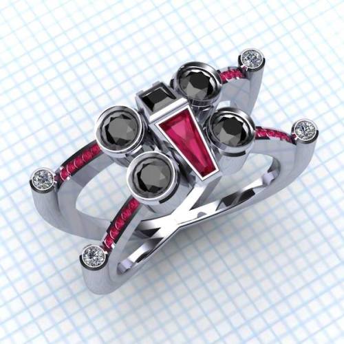 hiddenlex:  X-Wing and TIE Fighter Engagement Rings - Paul Michael Design