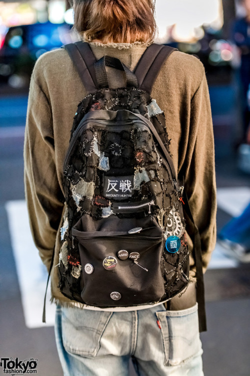 tokyo-fashion:  18-year-old Nashu and 20-year-old Toku on the street in Harajuku wearing ripped denim and fashion by Levi’s, Hysteric Glamour, Bounty Hunter, Vivienne Westwood, Dr. Martens, and HumanExperiments. Full Looks