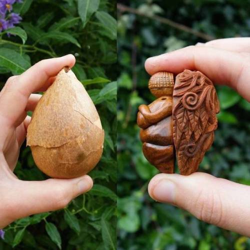 mymodernmet:Artisan Carefully Carves Avocado Pits into Fantastical Figures of the Forest